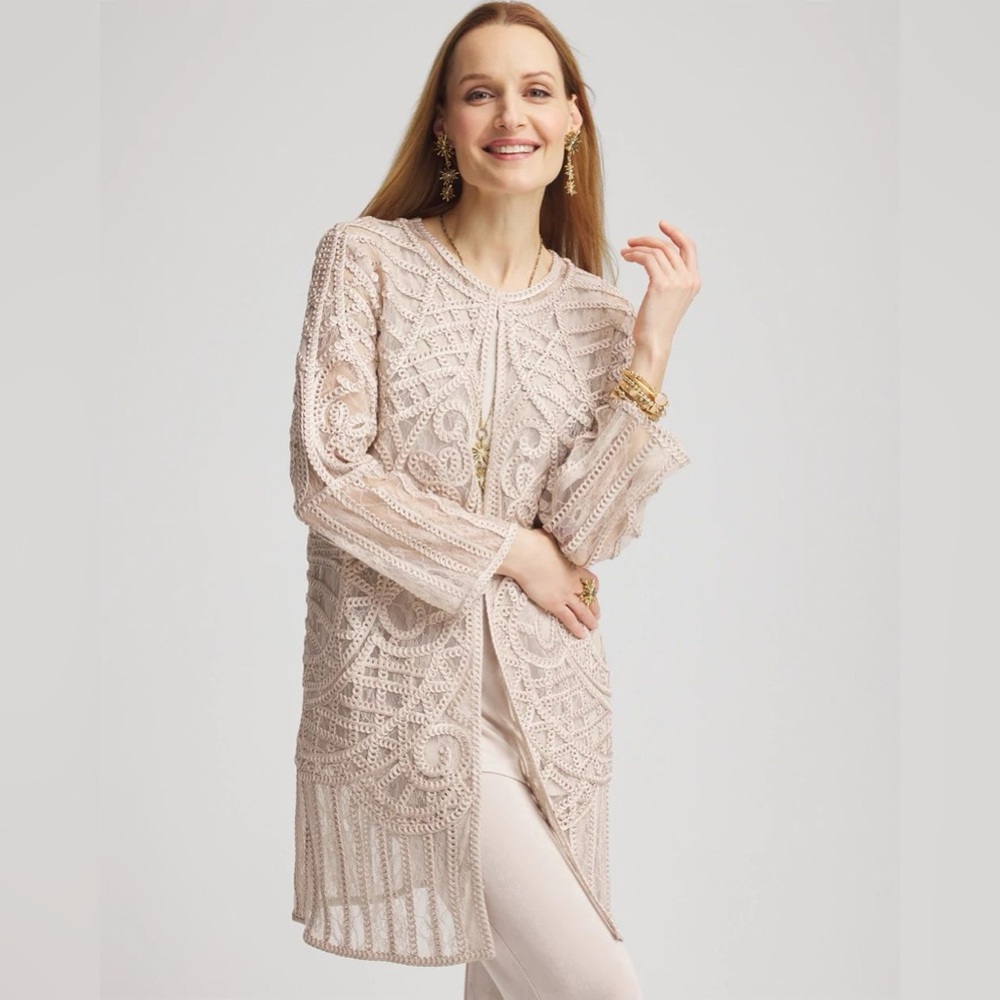 Chicos | Travelers™ Collection Embroidered Lace Jacket | Large - Picture 8 of 9